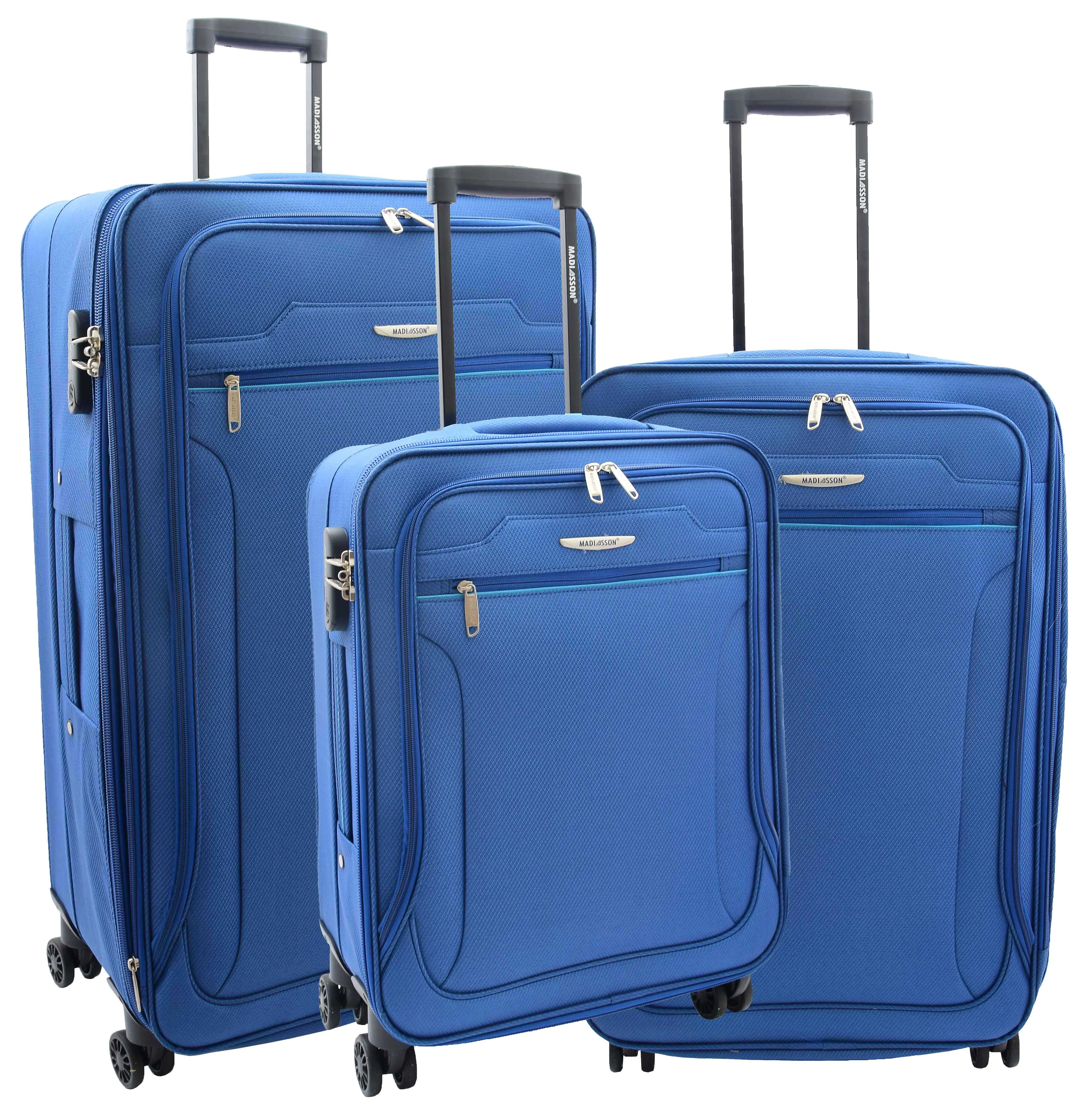 4 Wheel Suitcases Lightweight Soft Luggage Expandable Digit Lock Travel Bags Floaty Blue