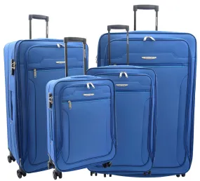 4 Wheel Suitcases Lightweight Soft Luggage Expandable Digit Lock Travel Bags Floaty Blue