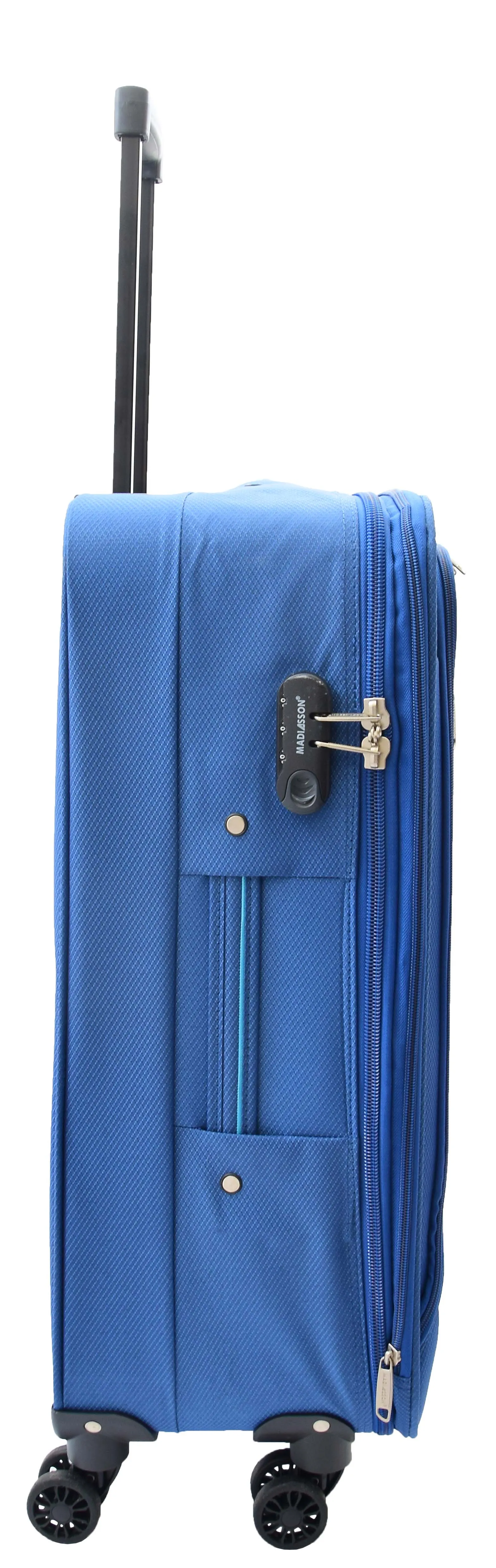 4 Wheel Suitcases Lightweight Soft Luggage Expandable Digit Lock Travel Bags Floaty Blue