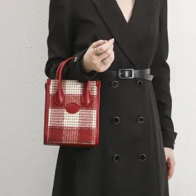 Adelin Red Tartan Woolen Mini Tote