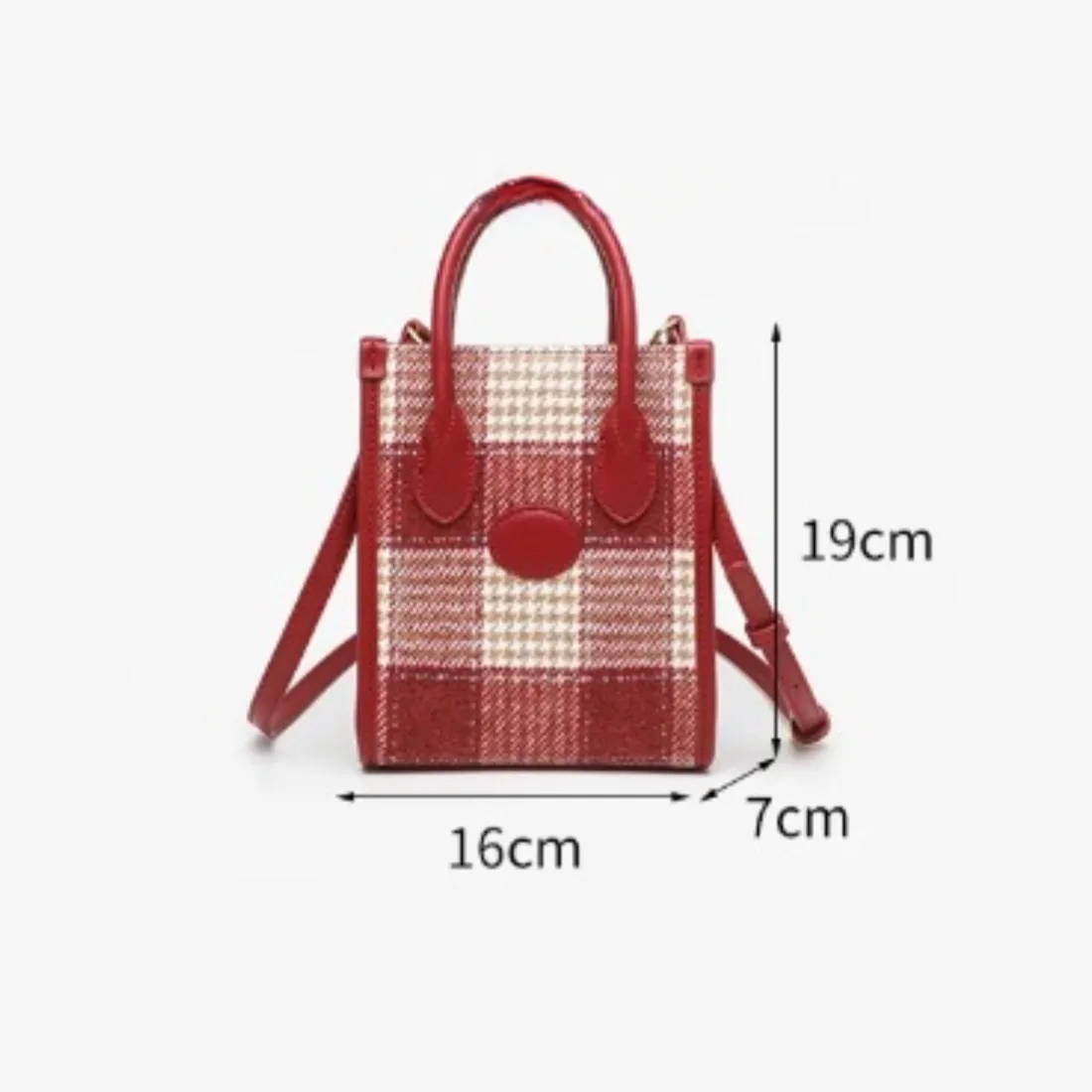 Adelin Red Tartan Woolen Mini Tote