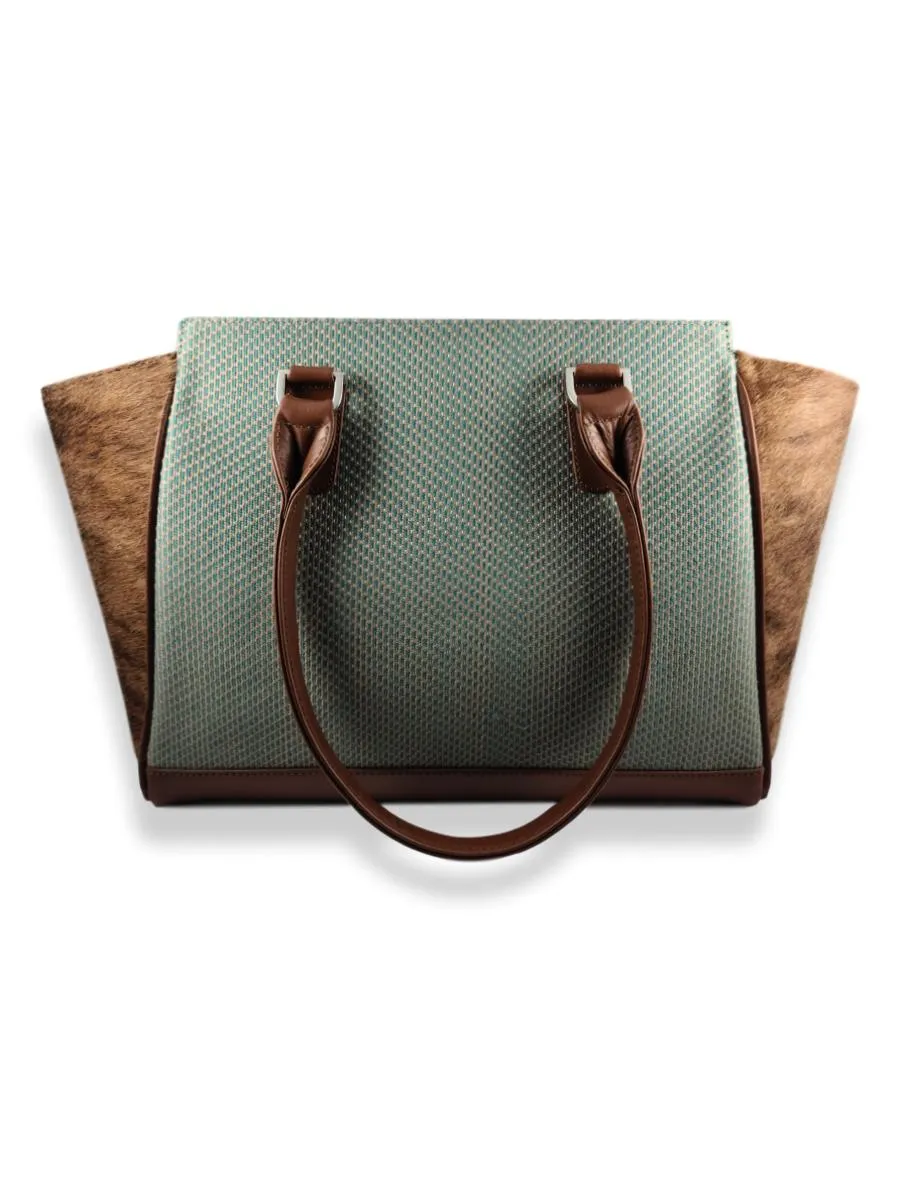 Amanda Handbag with Cowhide - Teal Hues