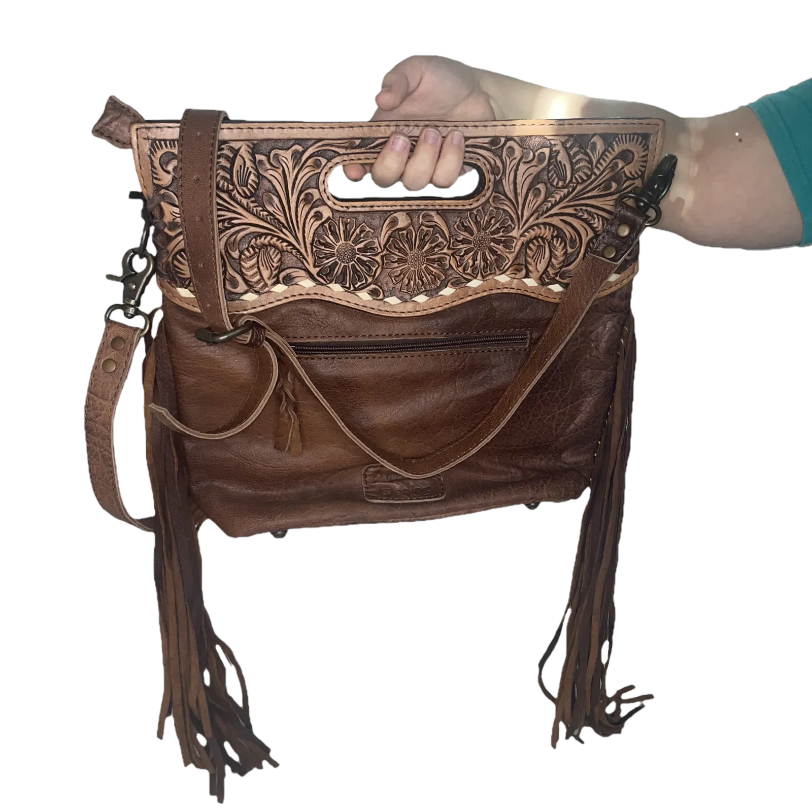 American Darling® Cowhide Floral Embossed Bull Branded Bag ADBGS146AR