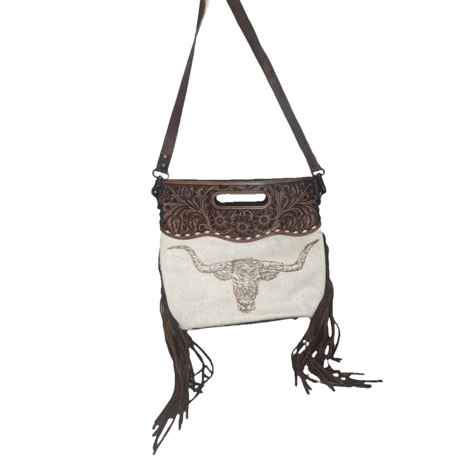 American Darling® Cowhide Floral Embossed Bull Branded Bag ADBGS146AR