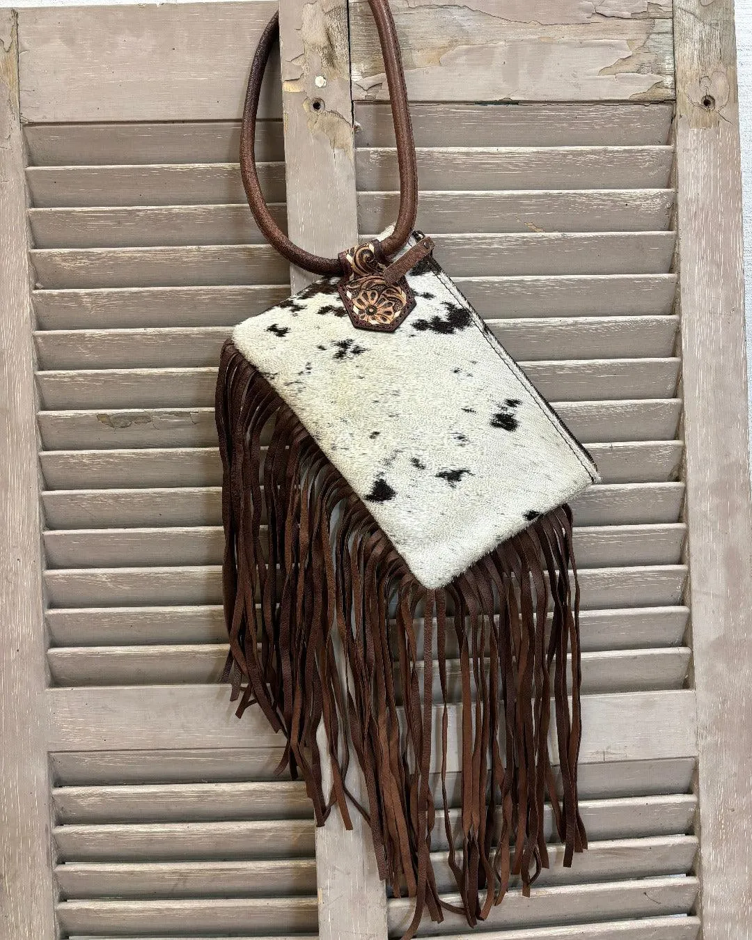 American Darling Hair On Cowhide Fringe Circle Strap Purse ADBG1155