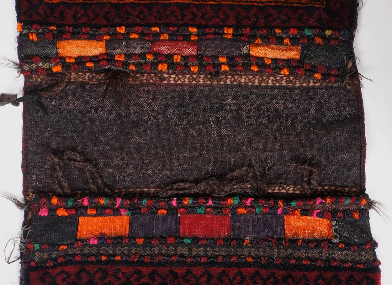 Antique Tribal Kilim Carpet Timuri Baluch Khorjun Saddle Bag Hand Knotted Wool