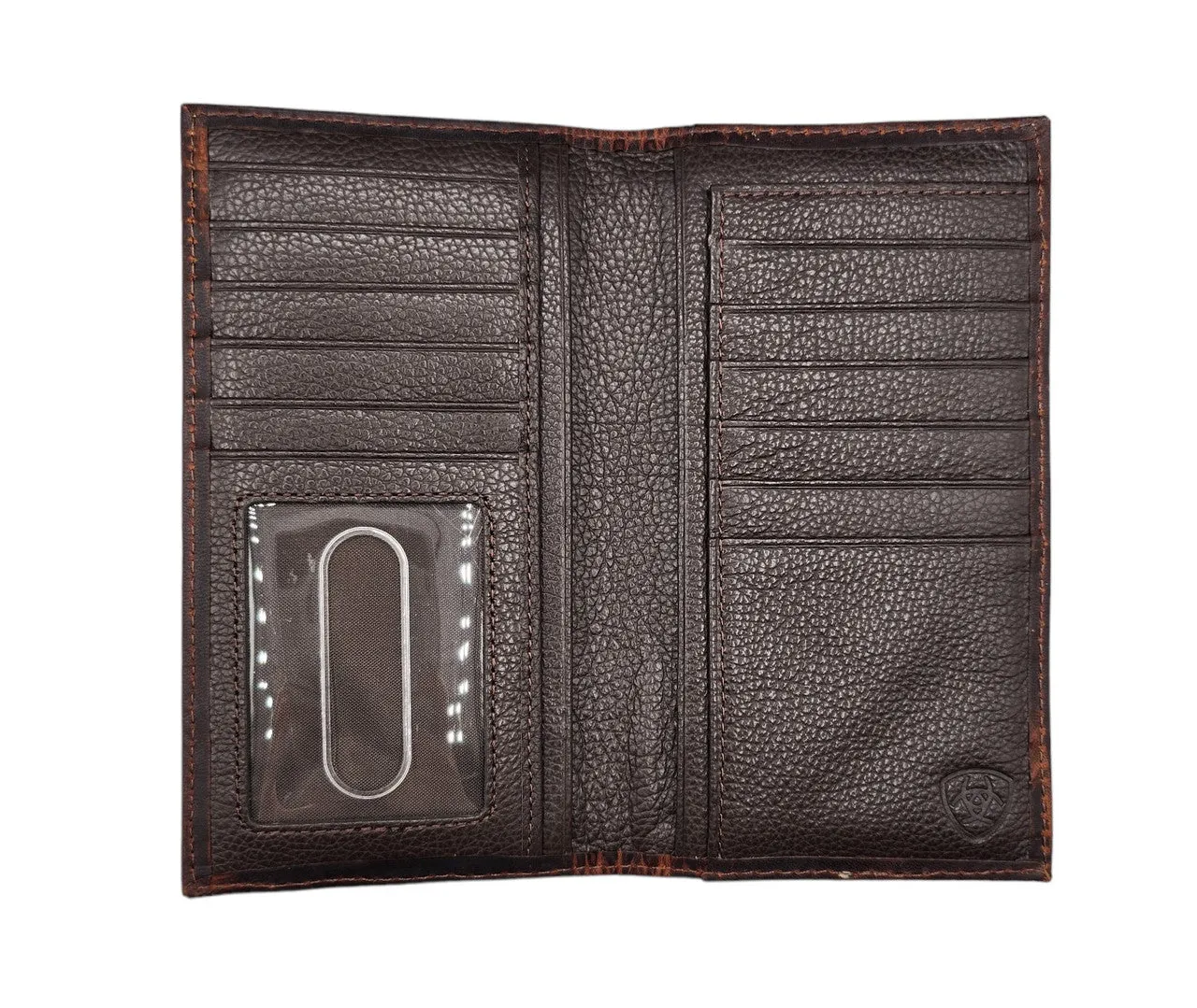 Ariat Men's Dark Brown Leather Distressed Flag Patch Rodeo Wallet