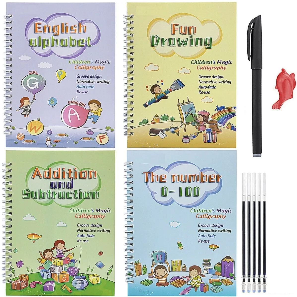 Baby Kids English Copybook Print Handwriting Workbook-Reusable Writing Practice Book