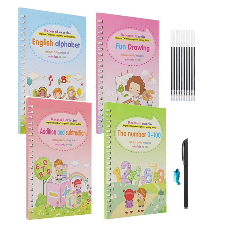 Baby Kids English Copybook Print Handwriting Workbook-Reusable Writing Practice Book