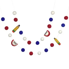 Back to School Apple & Pencil Garland- Red, White, Blue