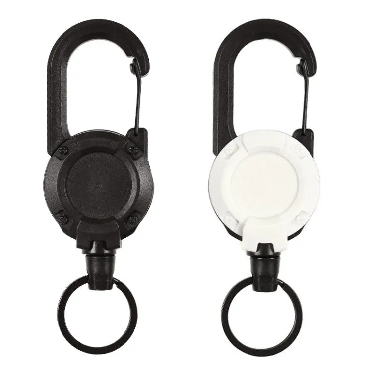 Backpack Carabiner Plastic Retractable Pull Badge Reel, Color: Black-Fiber Rope