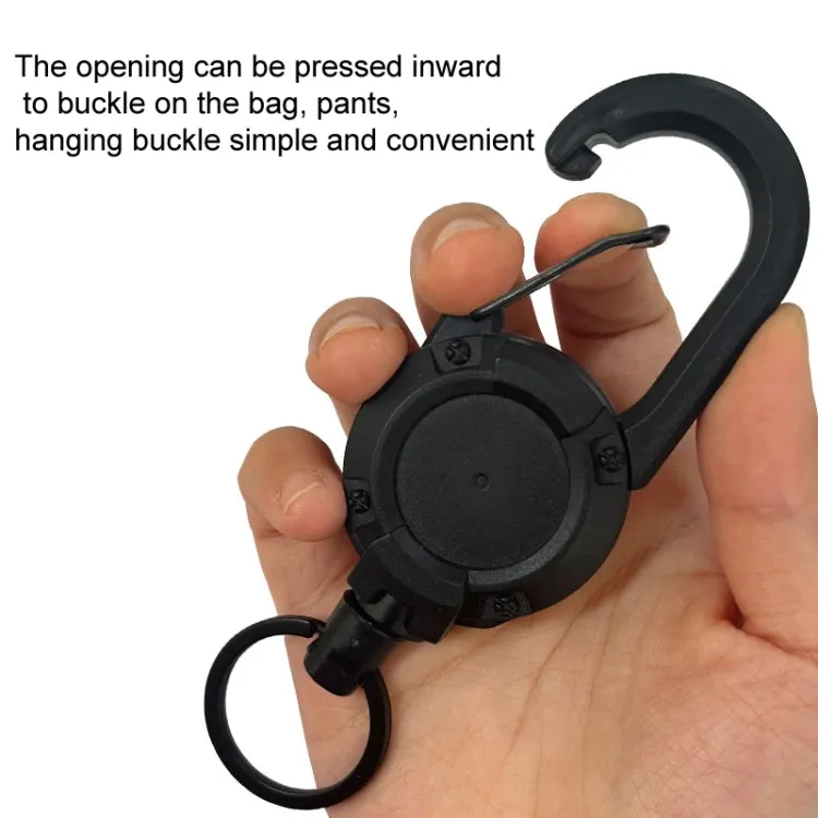 Backpack Carabiner Plastic Retractable Pull Badge Reel, Color: Black-Fiber Rope