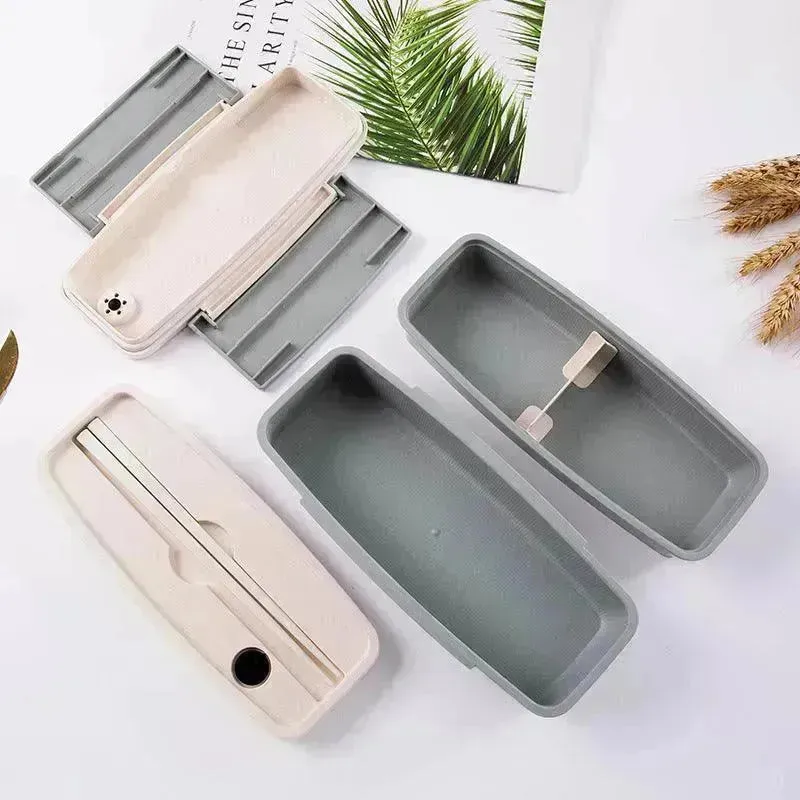 Bamboo fiber lunch box double-layered lunch box tableware set