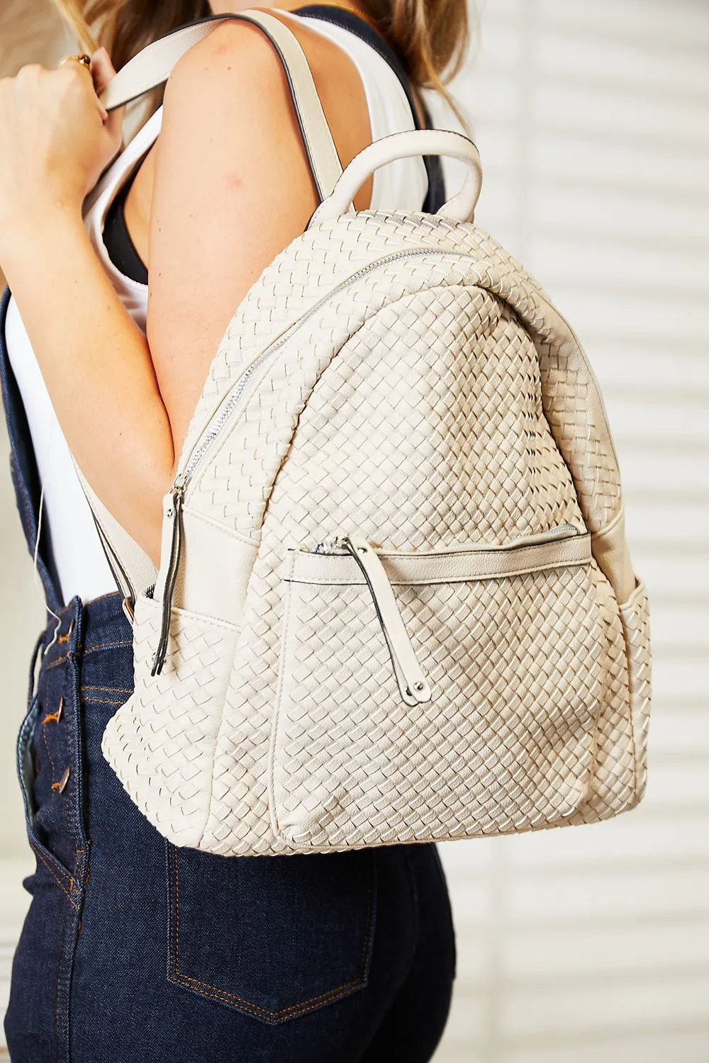 Beige PU Leather Backpack