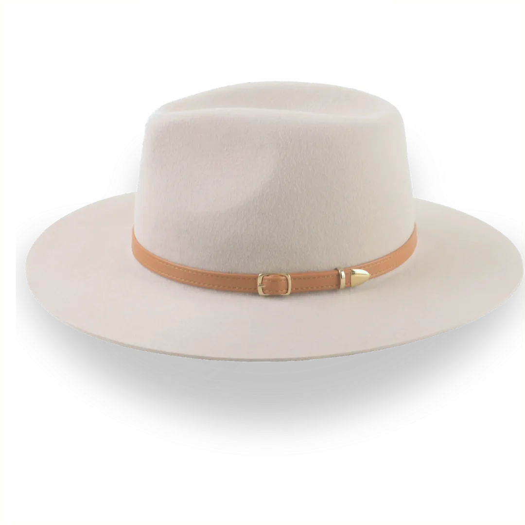 Beige Wide Brim Felt Rancher Hat in Premium Fur Felt | The Solstice