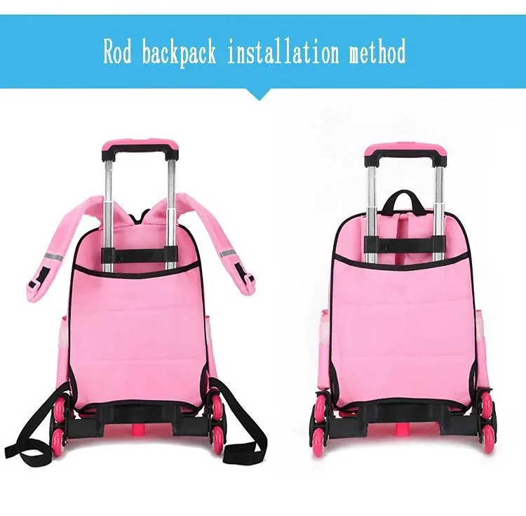 Black Kid Trolley for Backpack: Expandable 2-Wheel School Bag Luggage with High-Function Chariot Rod - Item 156