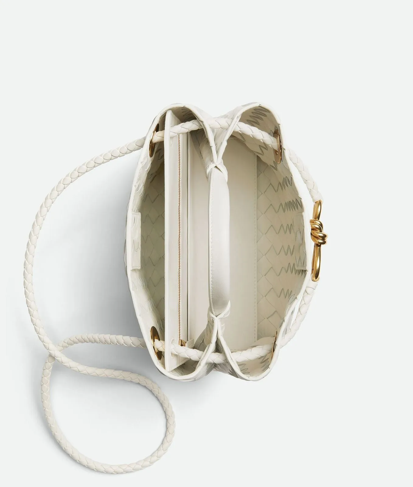 Bottega Veneta-Inspired Andiamo Leather Top Handle Bag (White)