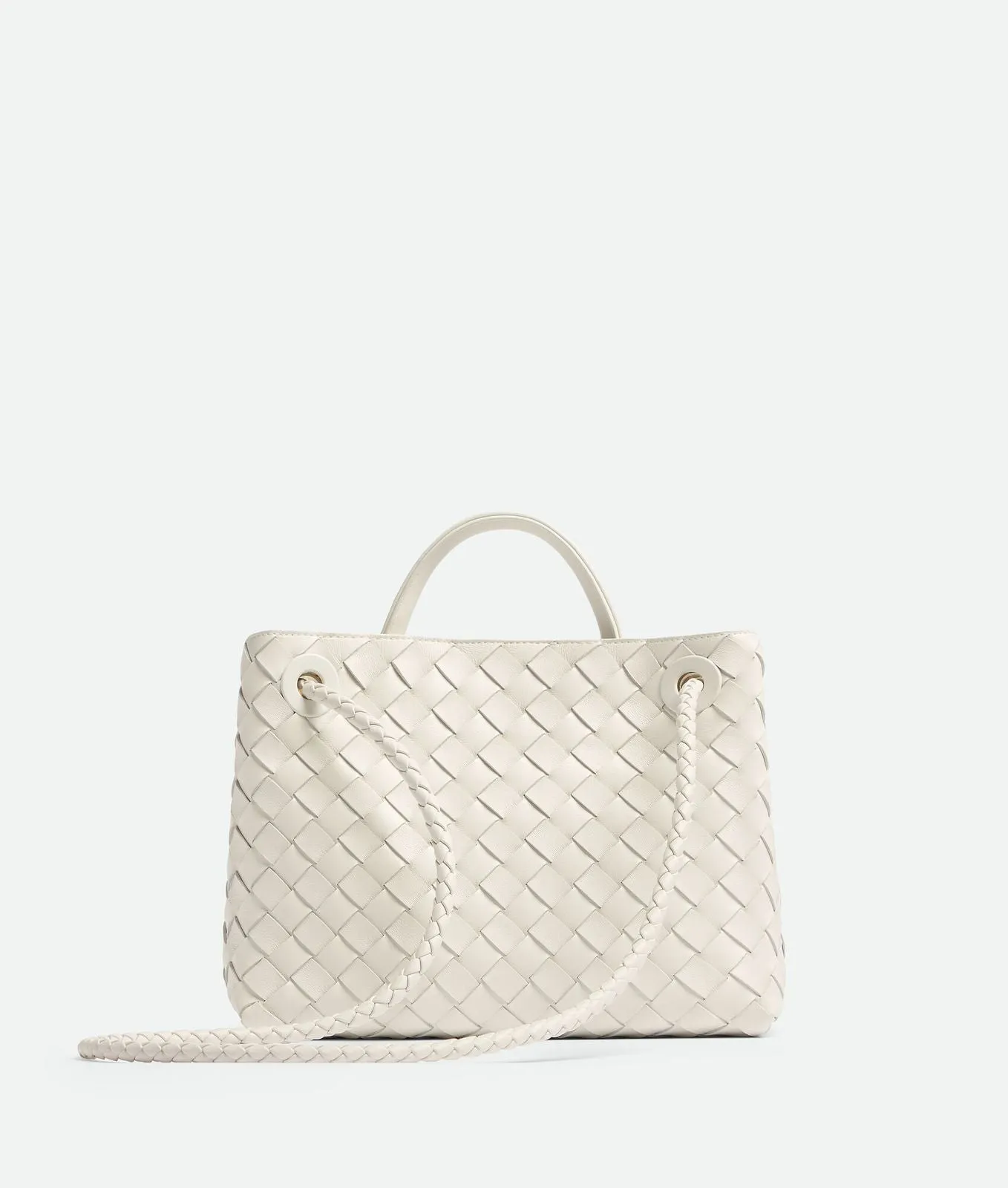 Bottega Veneta-Inspired Andiamo Leather Top Handle Bag (White)