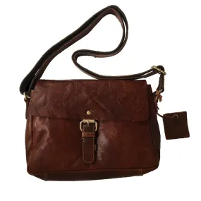 Bronco Cognac Half Flap Over Shoulder Bag Small