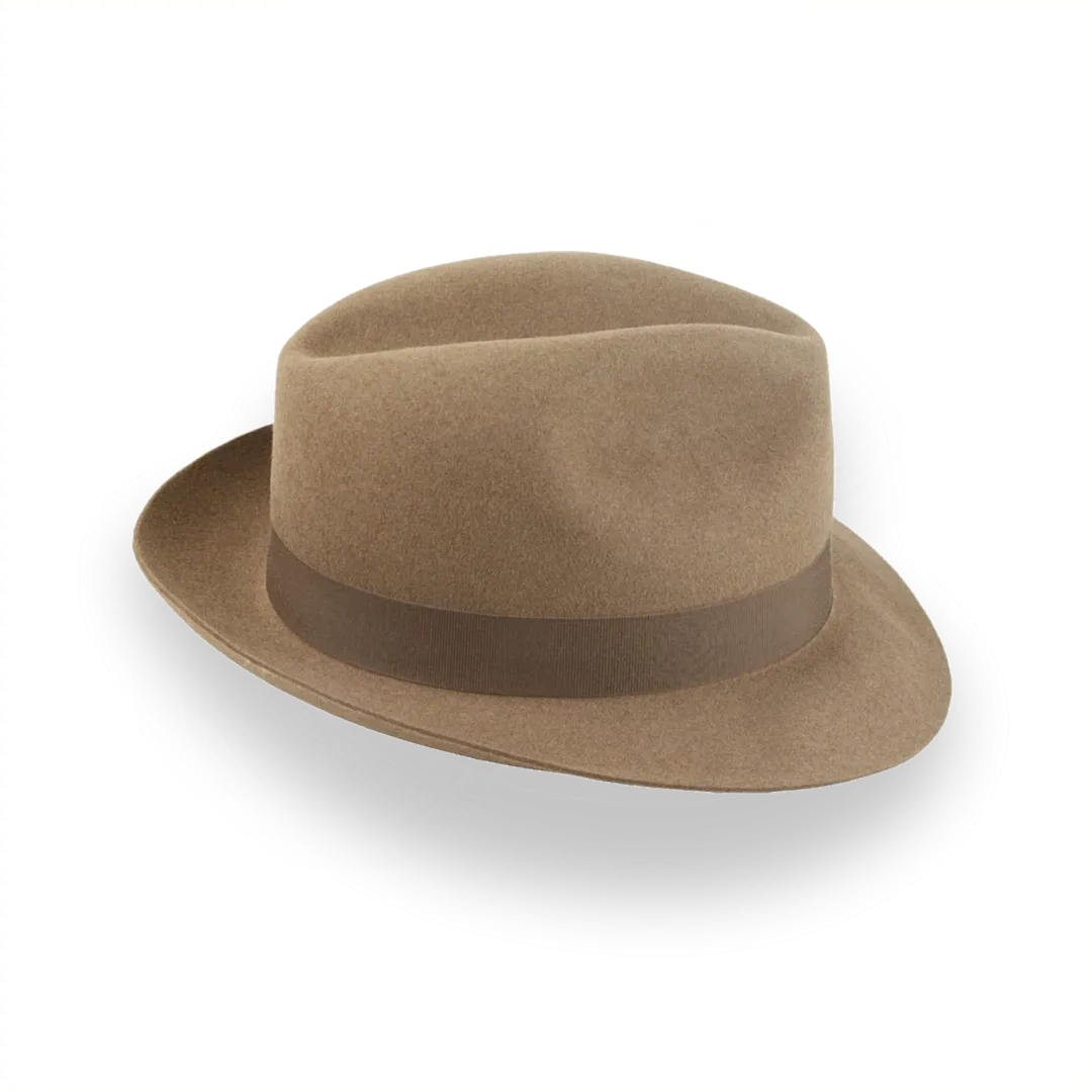 Camel Medium Brim Fedora in Premium Beaver Fur Felt | The Phoenix