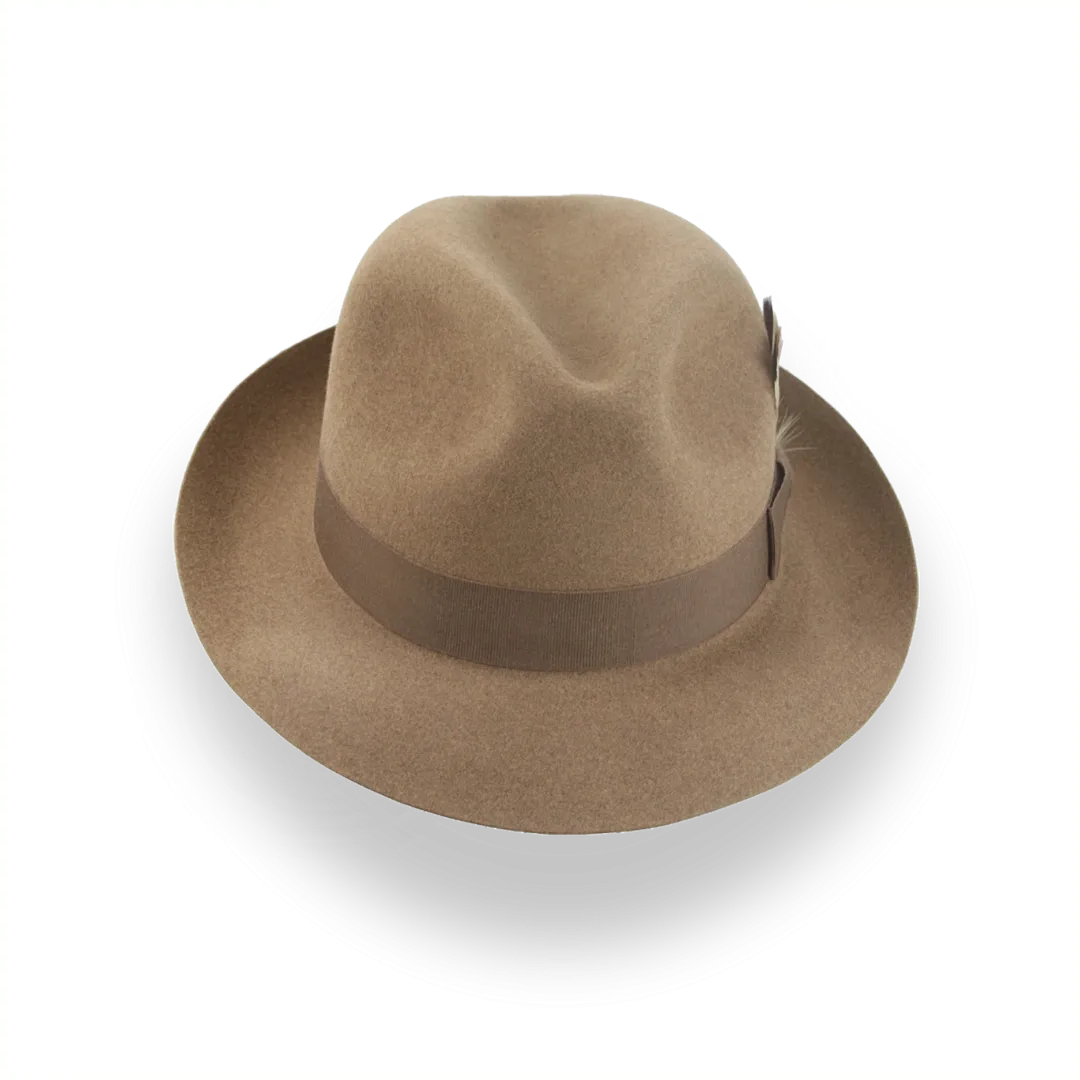 Camel Medium Brim Fedora in Premium Beaver Fur Felt | The Phoenix