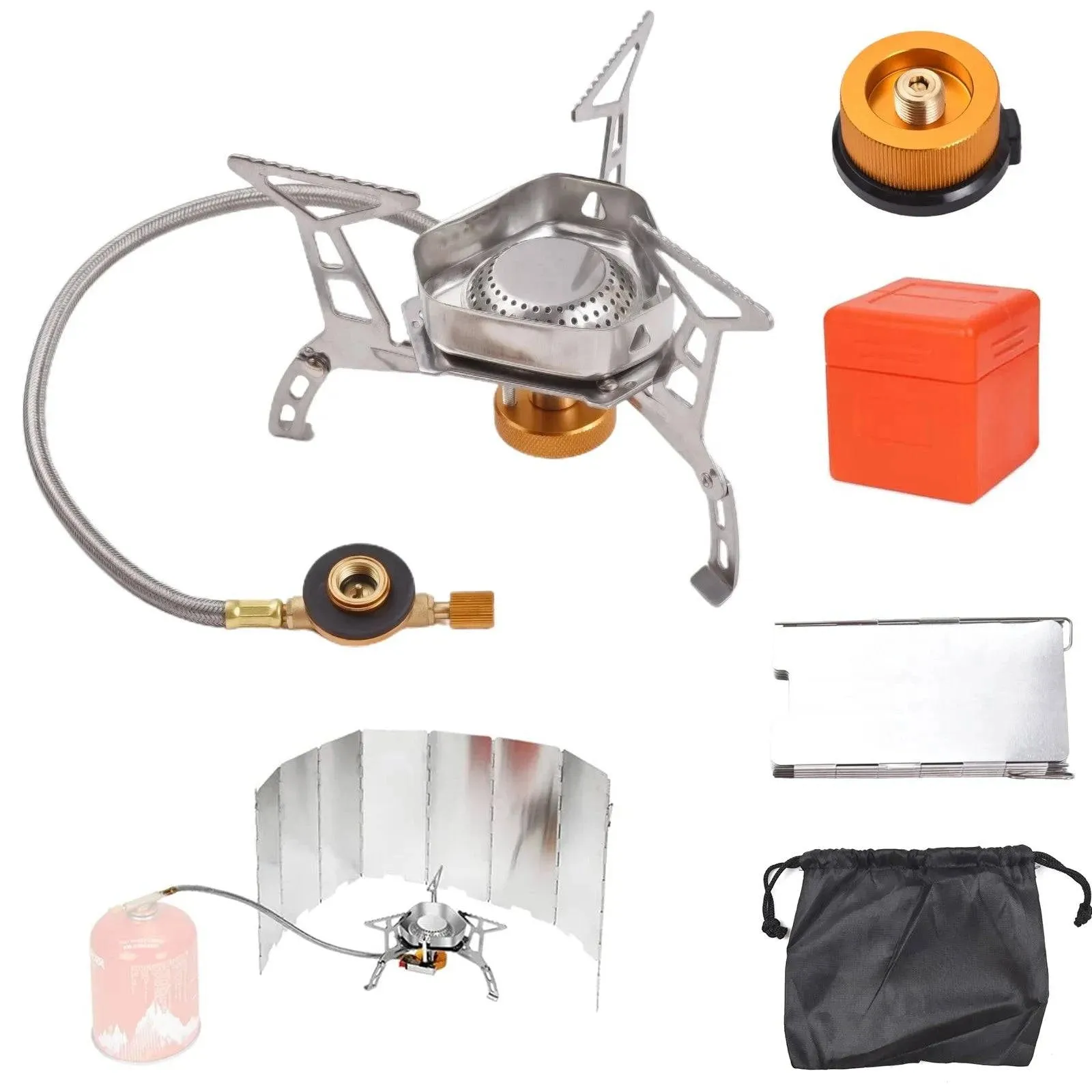 Camping Stove Portable Gas Stove  Outdoor Cooking Stove Camping Gas Stove Kit for Hiking Lightweight and Foldable