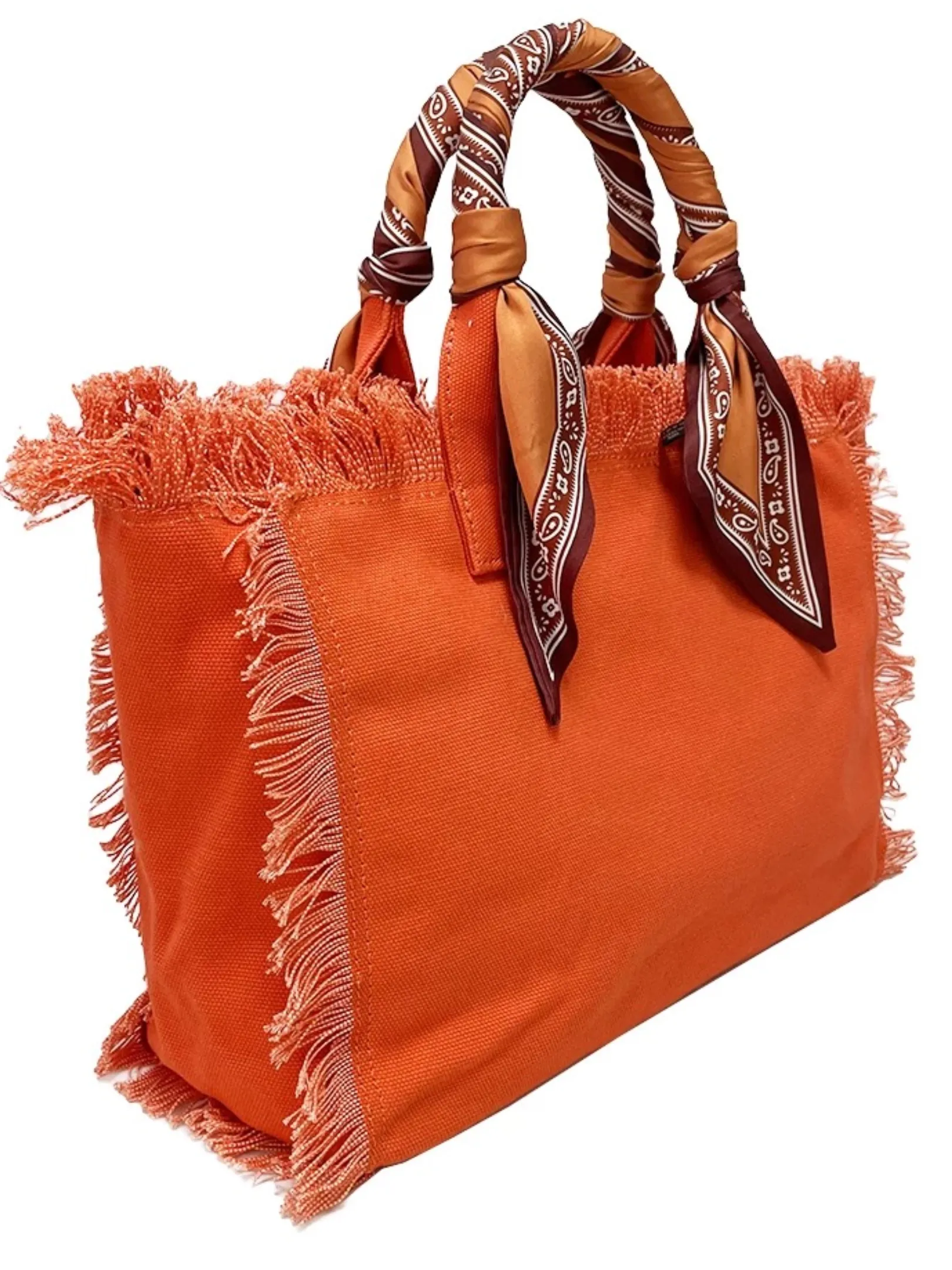 Canvas Fringe Tote Bag w/ Bandana Handle - Assorted Colors