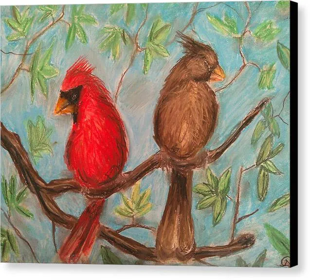 Cardinal Couple - Canvas Print