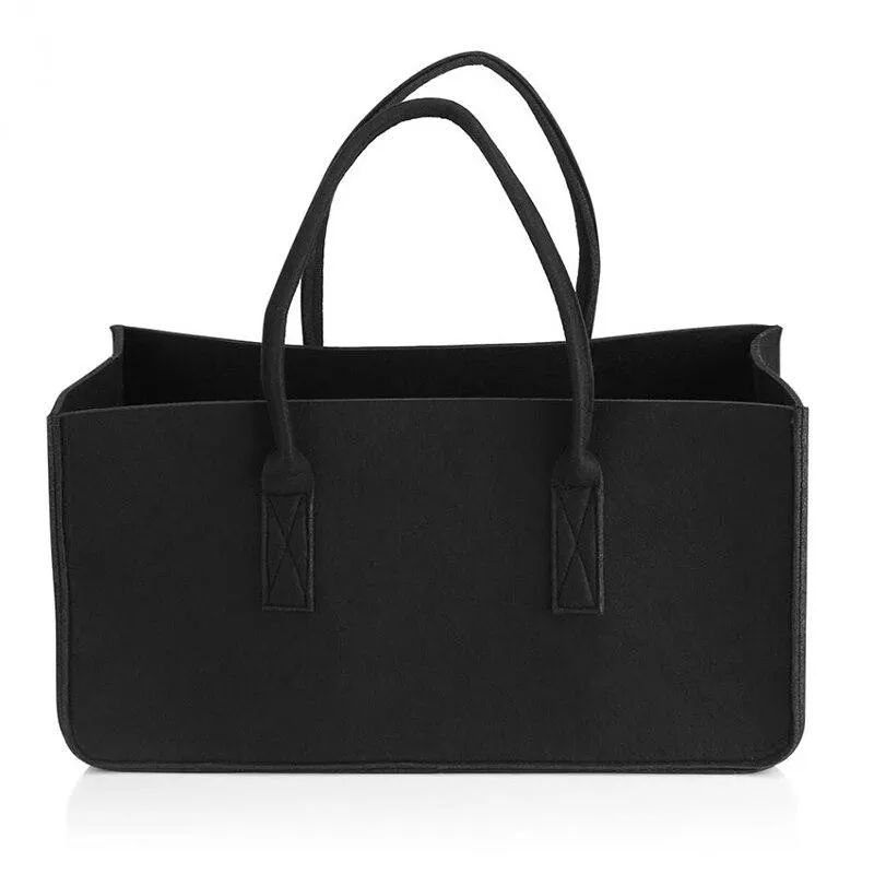 Casual Black Felt Bag For Firewood Household Items