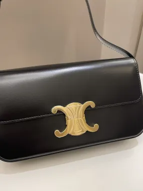 Celine Triomphe Bag Black Glazed Calfskin