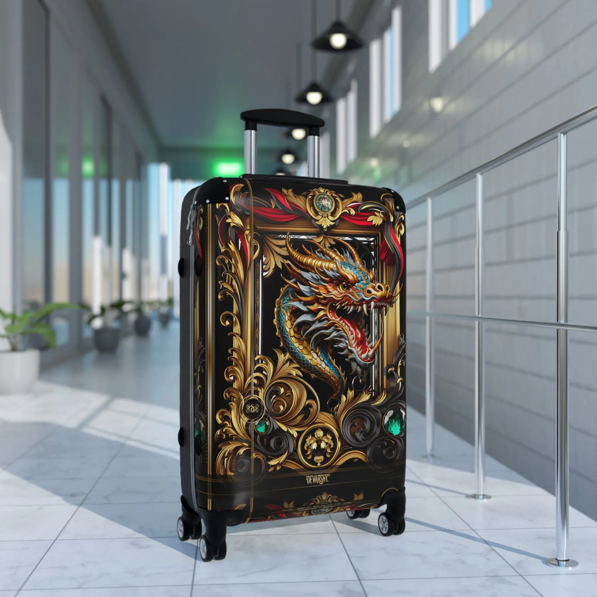 Chinese Dragon Suitcase Ornate Baroque Luggage Carry-on Suitcase Premium Hard Shell Suitcase Travel Luggage |  204D7D1