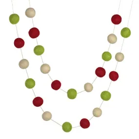 Christmas Felt Ball Garland- Red, Green, Almond