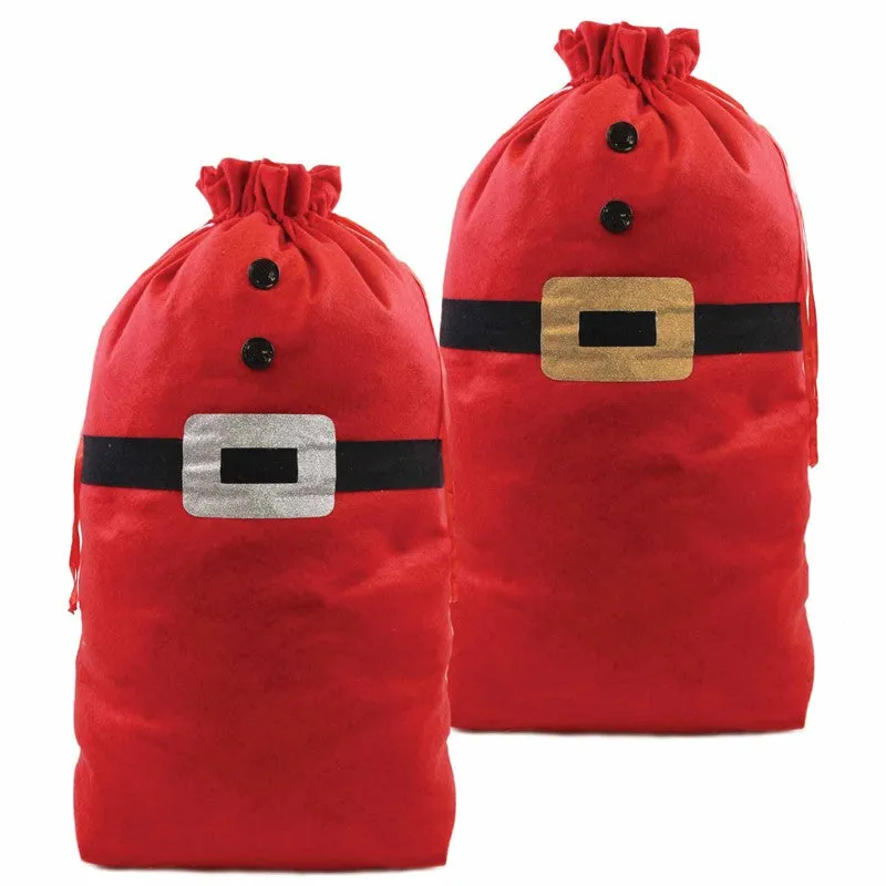 Christmas Felt Santa Belt Sack - Assorted Designs Festive Holiday Gift Bag