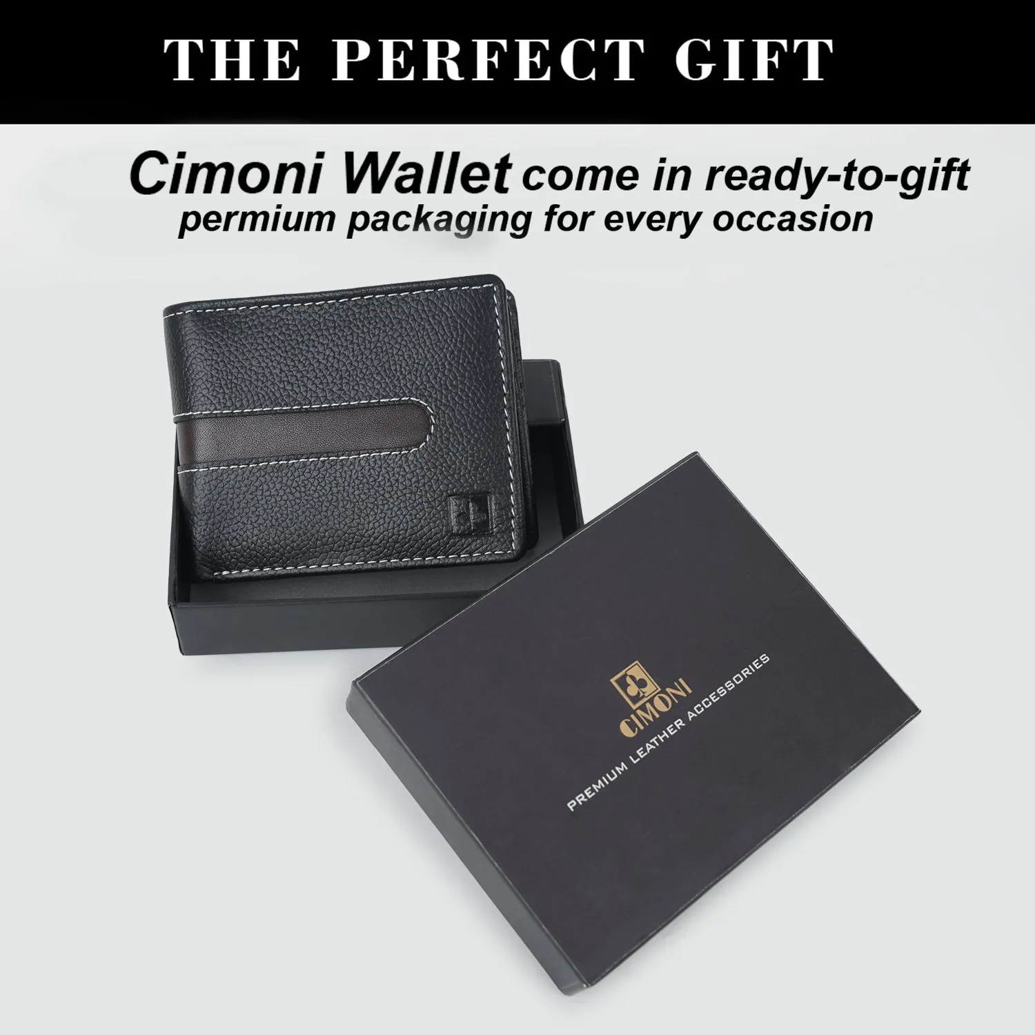 CIMONI Genuine Leather Classic Design Ultra Slim Multiple Credit Cards Slot Wallet for Men