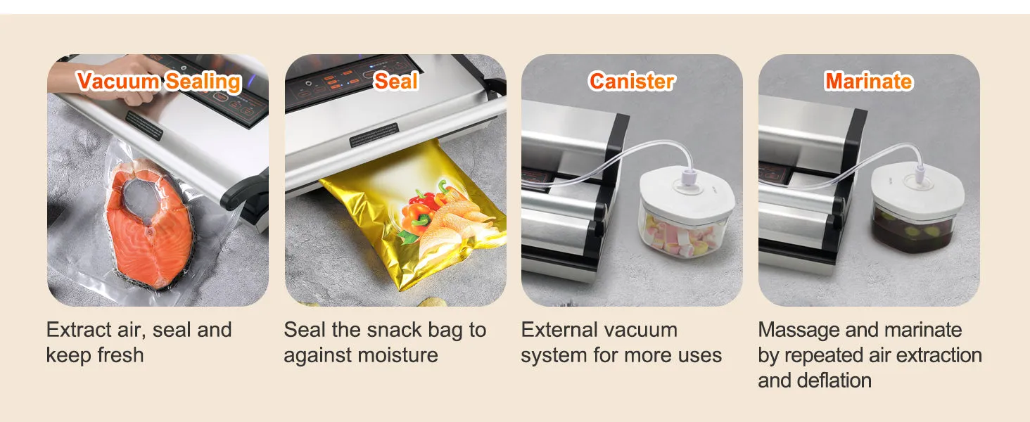 Commercial Vacuum Sealer Automatic Food Packaging with Bag Roll Storage Cutter