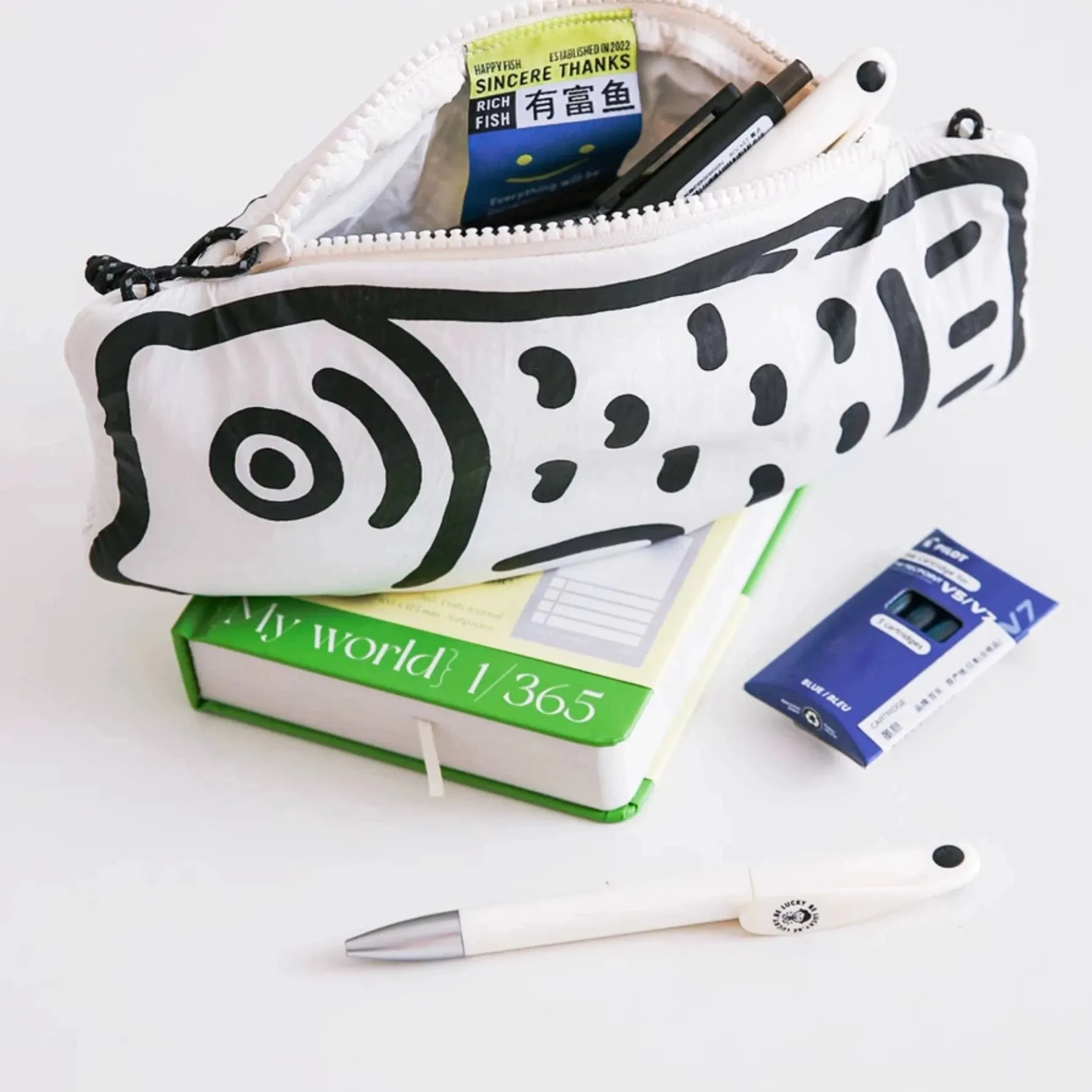 Creative Fish Print Pencil Case - Large Capacity Crossbody Bag