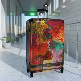 Crimson Chaos Suitcase 3 Sizes Carry-on Suitcase Red Marbling Luggage Hard Shell Suitcase | D20112