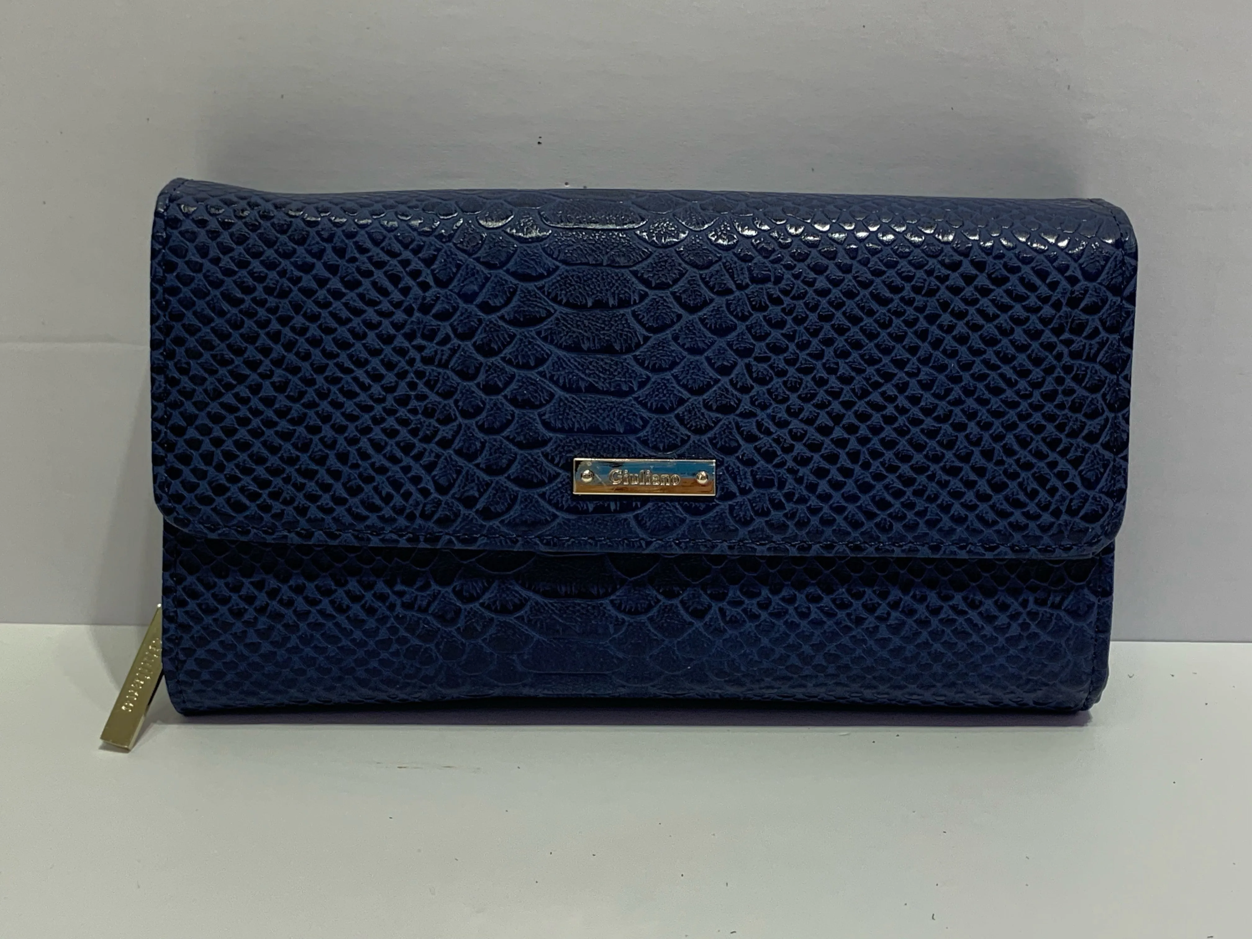 Crocodile Textured Italian Leather Purse Wallet