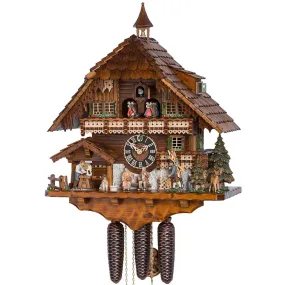 Cuckoo Clock - 8-Day Chalet with Wood Carver & Clock Peddler - HÖNES