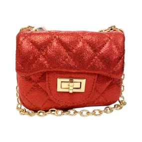 Dear Ellie Mini Metallic Handbag - Red