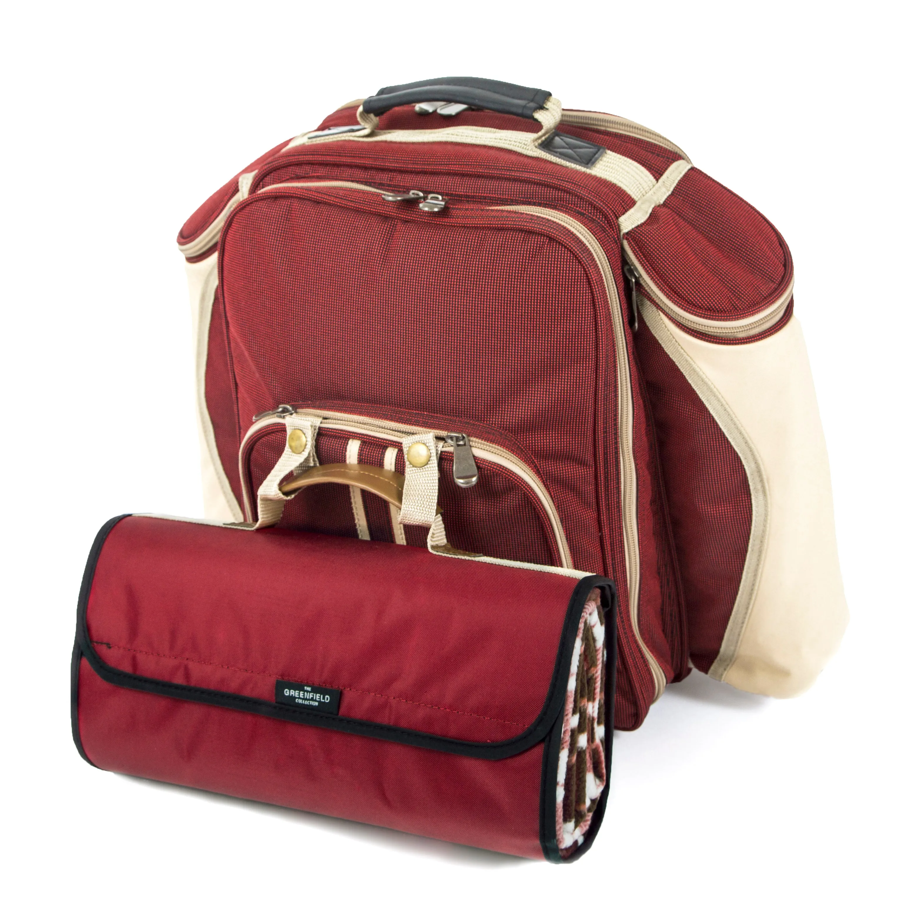 Deluxe Picnic Backpack Hamper for Two People with Matching Picnic Blanket