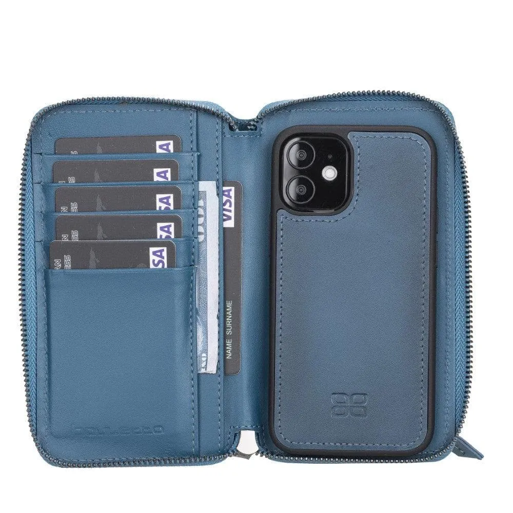 Detachable Leather Zipper Wallet Cases for Apple iPhone 12 Series