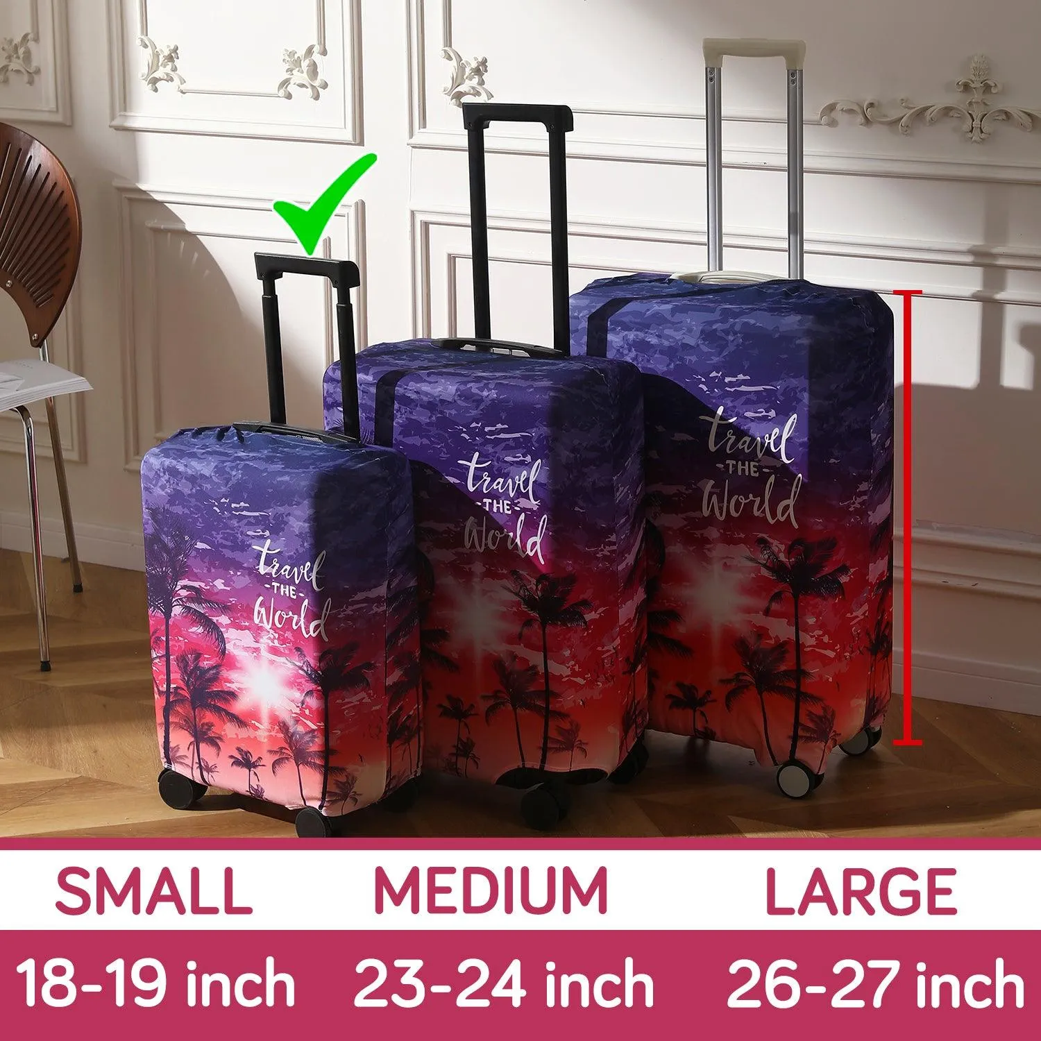 Durable 180 GSM Suitcase Covers S/M/L -Size for Trolley Suitcase, Gradient Beach Vibes