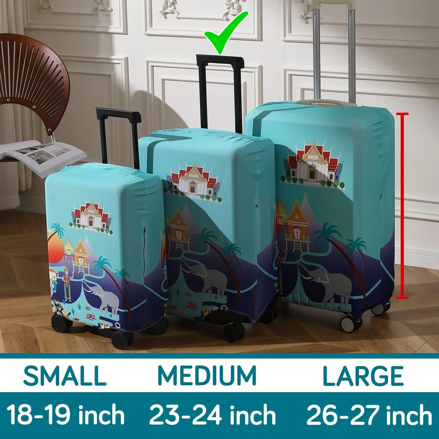 Durable 180 GSM Suitcase Covers S/M/L -Size for Trolley Suitcase, Gradient Blue Thrill Seeker