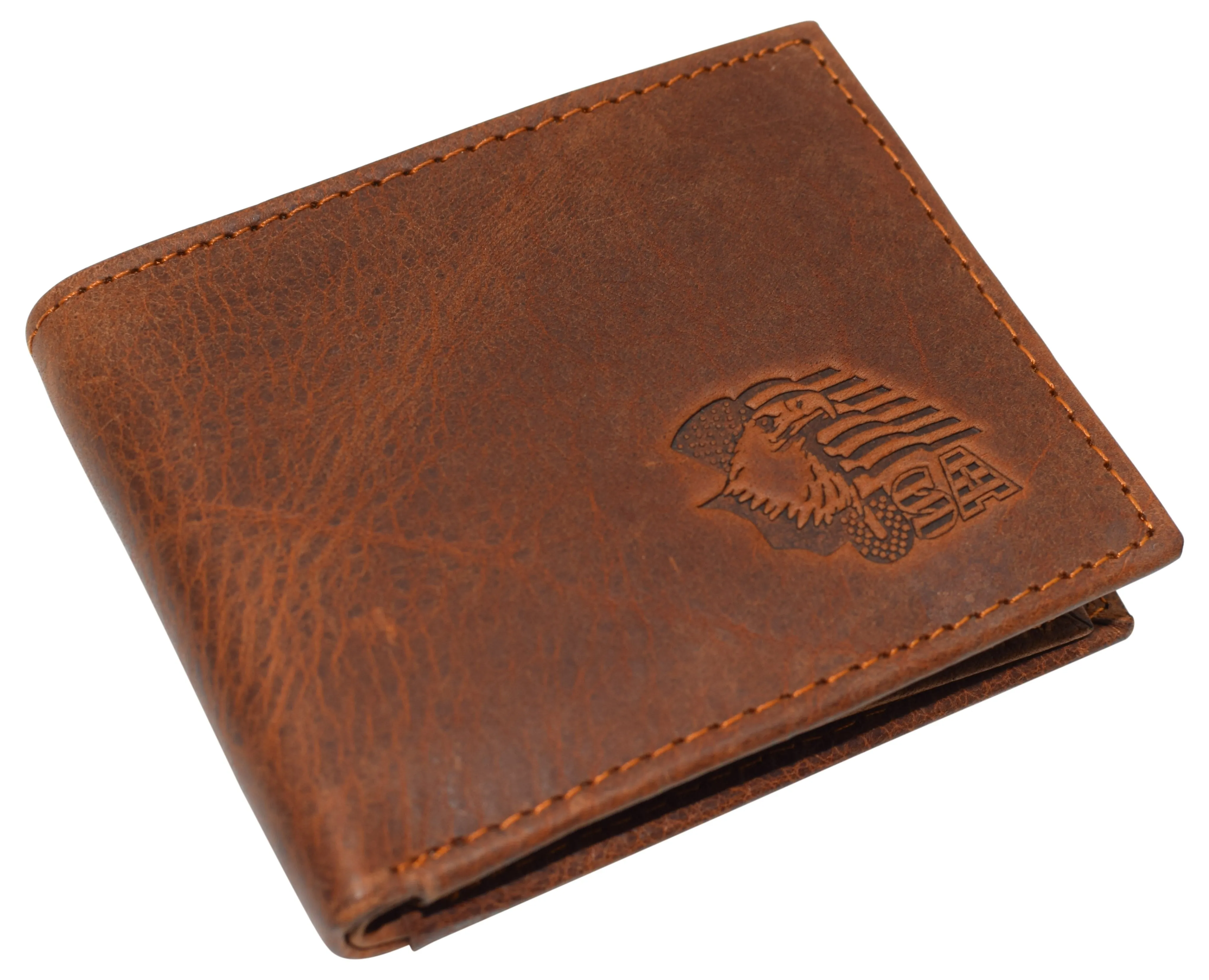 Eagle USA RFID Blocking Real Leather Bifold Classic Wallet for Men