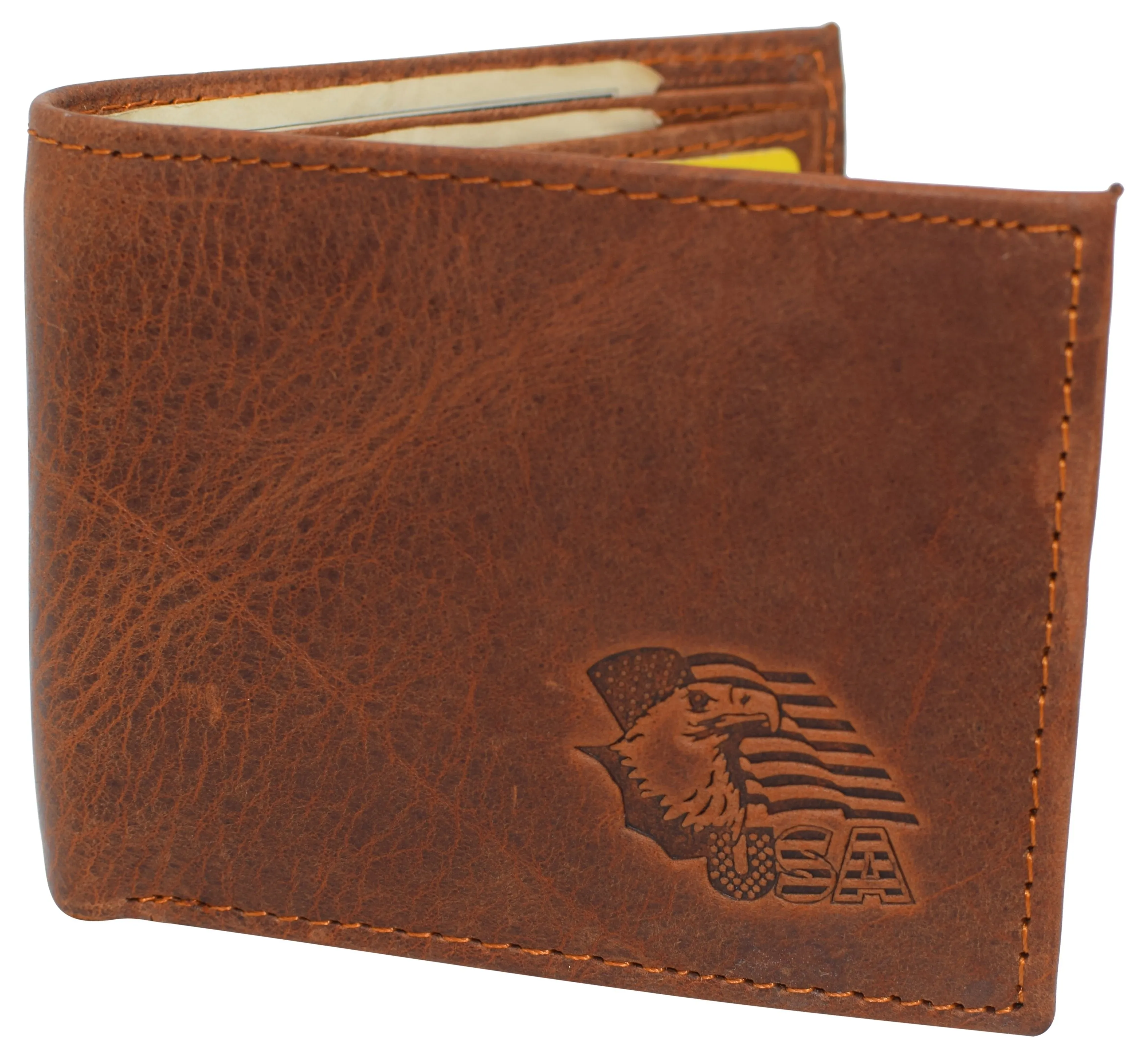 Eagle USA RFID Blocking Real Leather Bifold Classic Wallet for Men