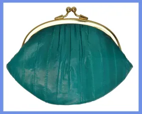 Eel Skin Large Double Coin Purse Change Wallet E 10 BIG