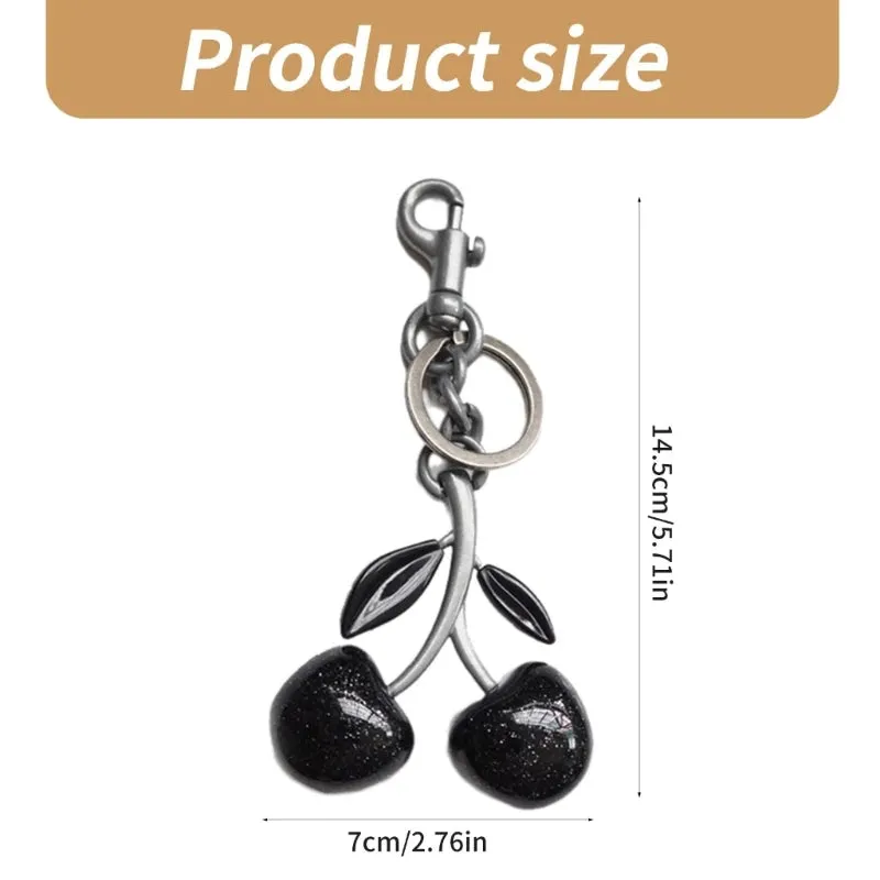 Elegant Crystal Cherry Keychain - Alloy Car Accessory