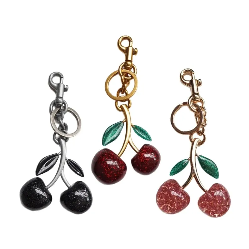 Elegant Crystal Cherry Keychain - Alloy Car Accessory