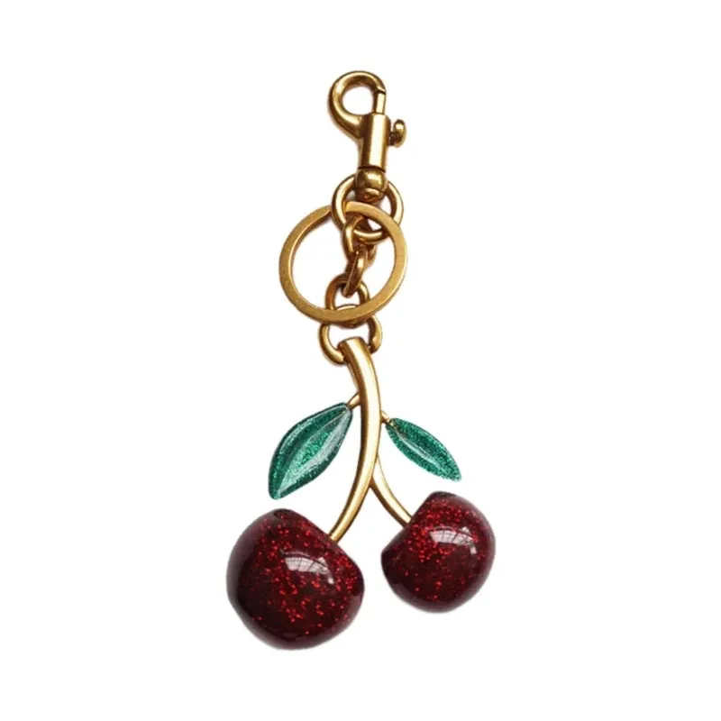 Elegant Crystal Cherry Keychain - Alloy Car Accessory